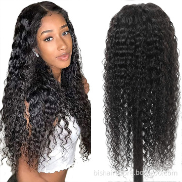 Brazilian water wave high definition lace wig with mesh anterior hair wig for black ladies 4x4 T seam lace closed wig wholesaler